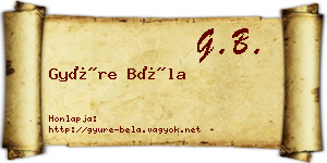 Gyüre Béla névjegykártya